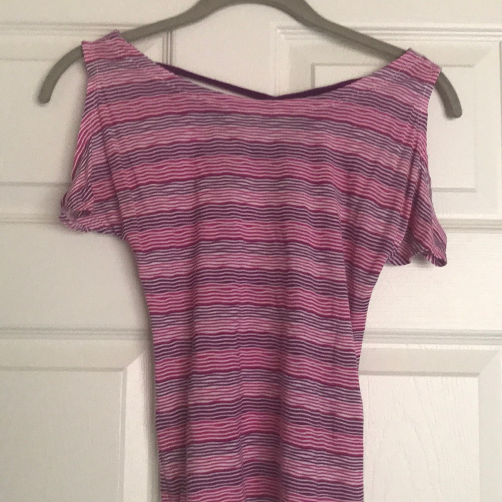 Striped shirt with cutouts and laced back